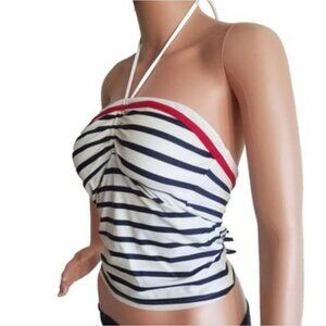 RALPH LAUREN | Halter Tankini top striped nautical navy red sz S